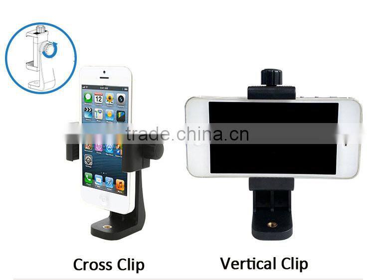 360 degree rotating cellphone Tripod Adapter Monopod Mount Holder with dual 1/4"-20 screw hole for small and big smartphone