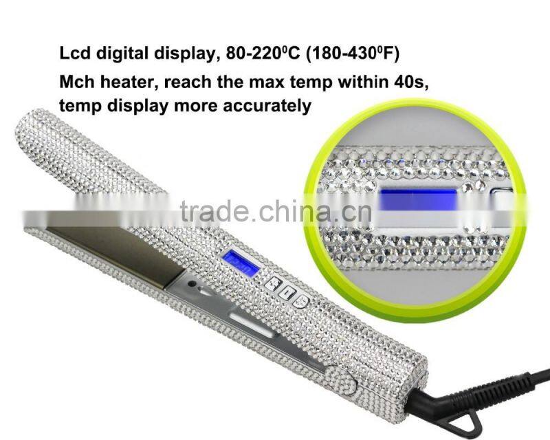 LCD digital display Bling crystal hair straightener