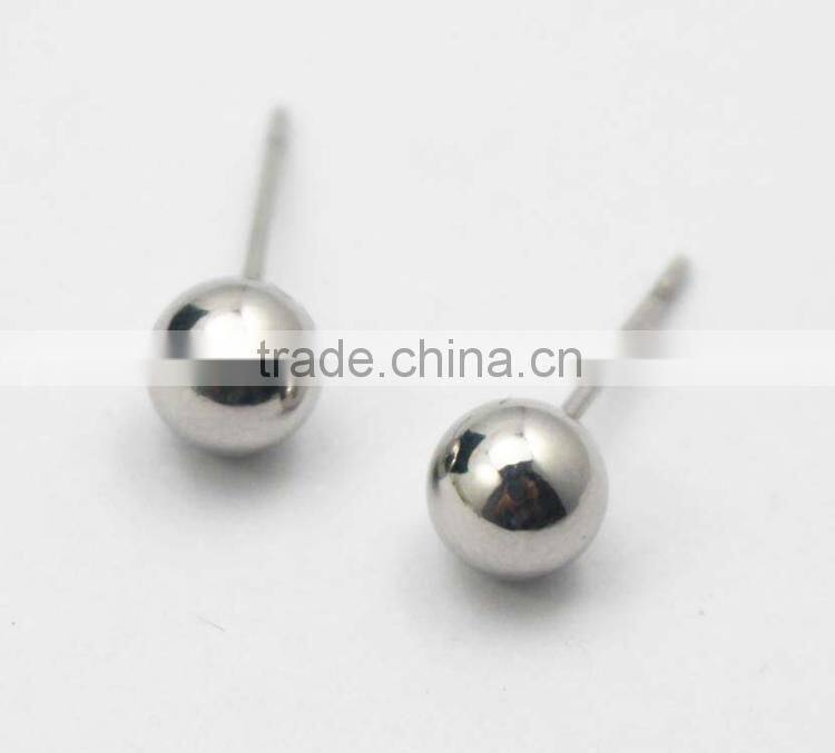 High polish round ball Screw Back Earring stainless steel Stud Earrings Screw