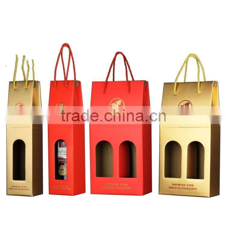 custom corrugated paper wine pack box with handle