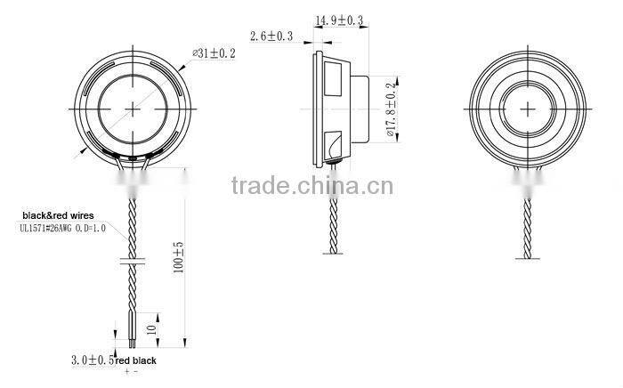 31mm 8ohm 3w acoustic component / micro speaker