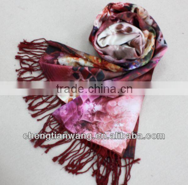 100% silk digital inkjet double scarf custom silk scarf