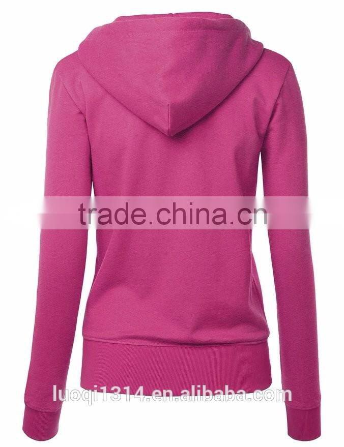 Fashion 100% cotton fleece woman jackets , custom embroidered hoodies sweatshirts wholesale
