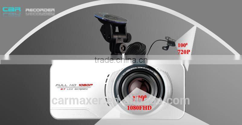 new fasion dual camera car black box car video camera recorder with gps