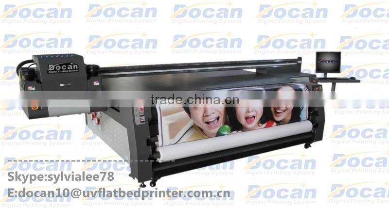 Docan High-resolution UV printer flatbed roll to roll 2.5m width, flat glass uv machine