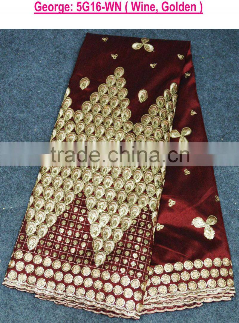 bule and silver metallic george lace fabric