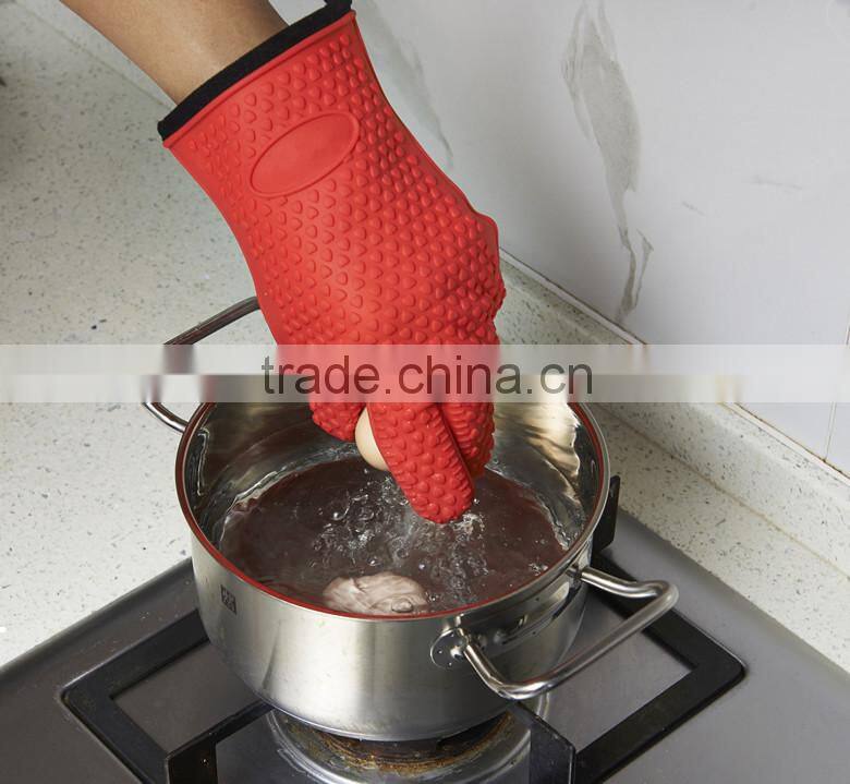 Silicone Gloves with Fabric Lining for Cooking, Baking, Barbeque, Grilling- Heat Resistant