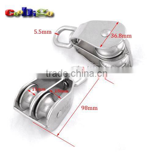 Stainless Steel 304 Double Swivel Wheel Rope Wire Sheave Pulley Lifting #FET015