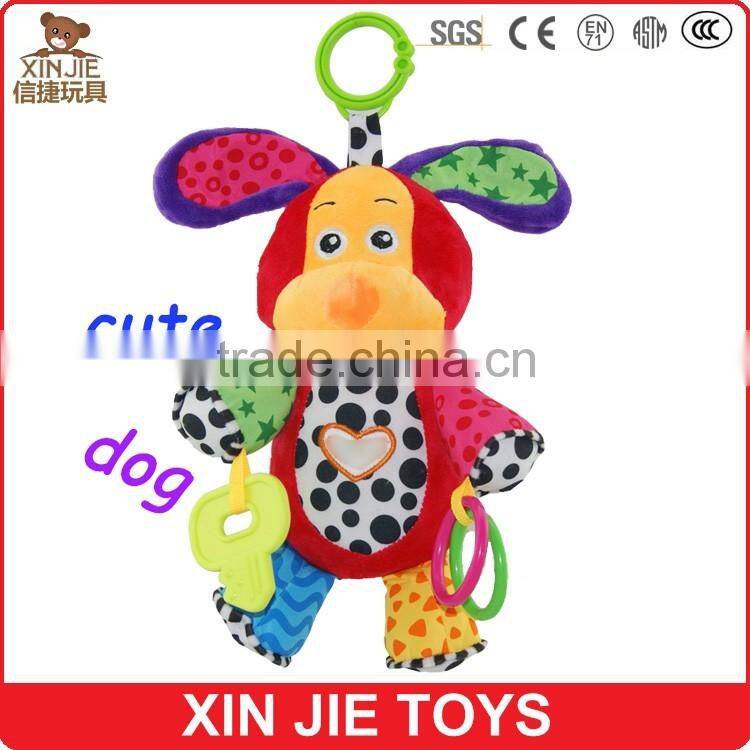 squeaky soft dog toy for baby squeeze musical dog hanging plush baby toy