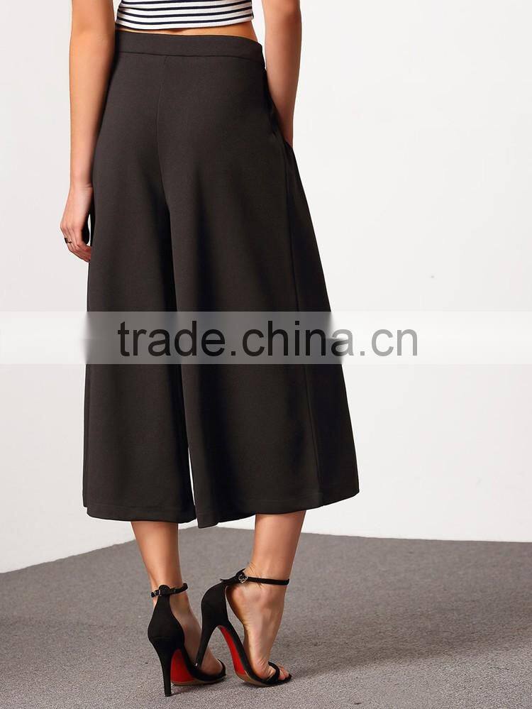 2016 latest design factory wholesale 3/4 length culottes lady pants hot pants sale with wide leg sleeve