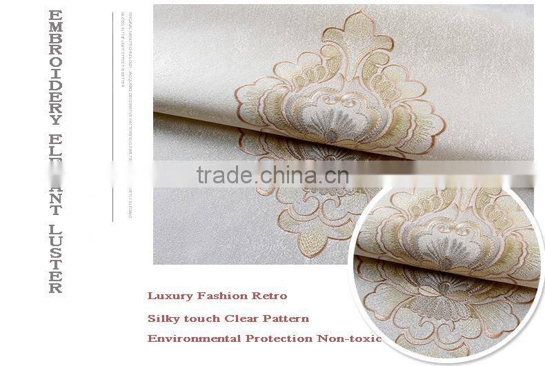 polyester non-woven embroidery wallpaper sale living room wallpaper decorative wallpaper