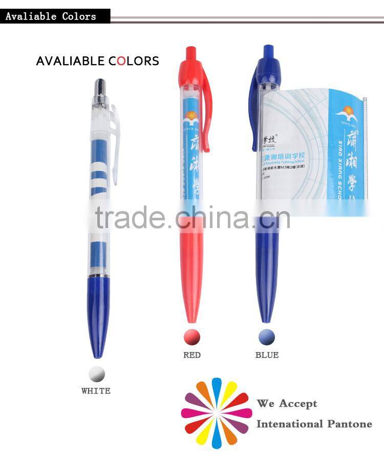 Plastic promotional retractable banner pen pull out banner pen