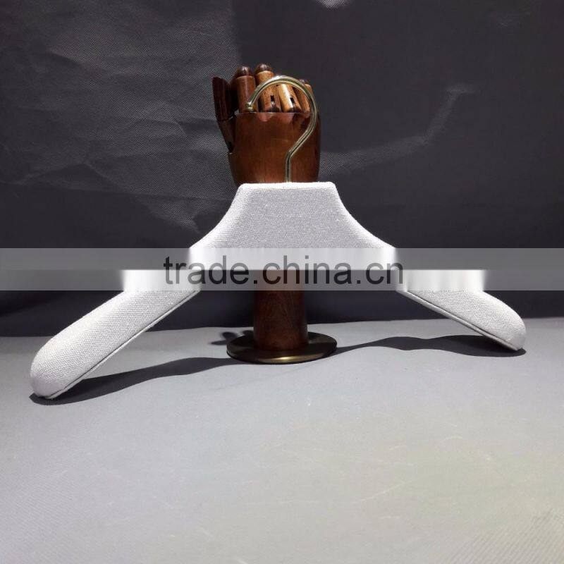 cheap wooden satin padded fabric cloth clothes clothing coat T shirt skirt hanger sample