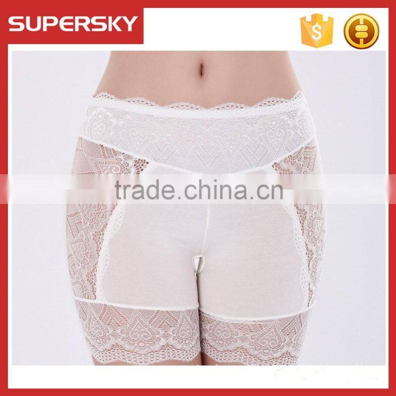 K-961 Lace Trim Women Safety Slim Elastic Short Legging Girl Underwear Short Lace Leggings
