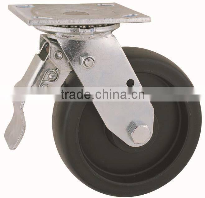 44 Series Double Ball Raceway Structure Top Plate Swivel Black PP Caster with Steel Total Brake