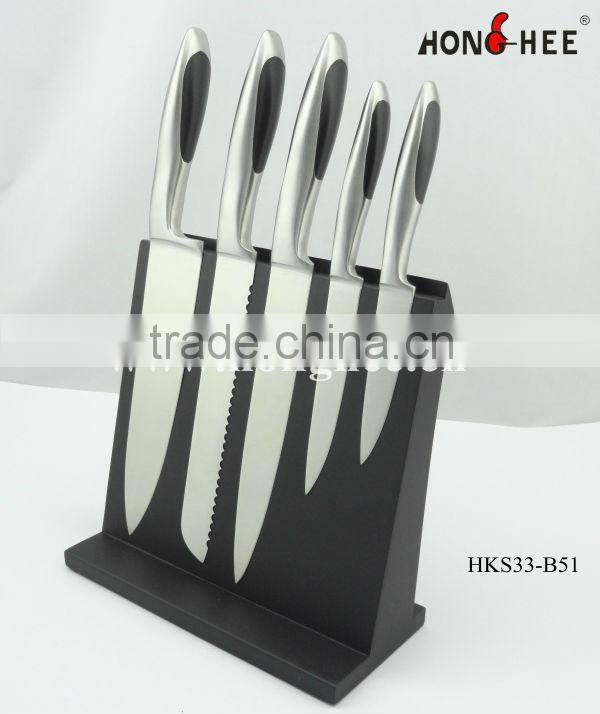 6 pcs Kitchen Knife Set with Magnetic Board Black