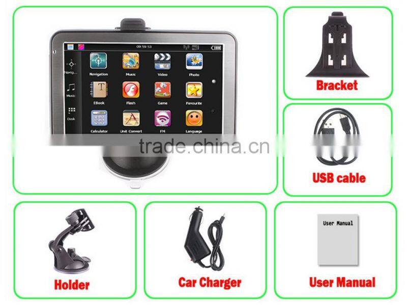 5" Screen GPS/5 inch GPS Navigation+Bluetooth+2G SD card/Bluetooth 5 inch GPS