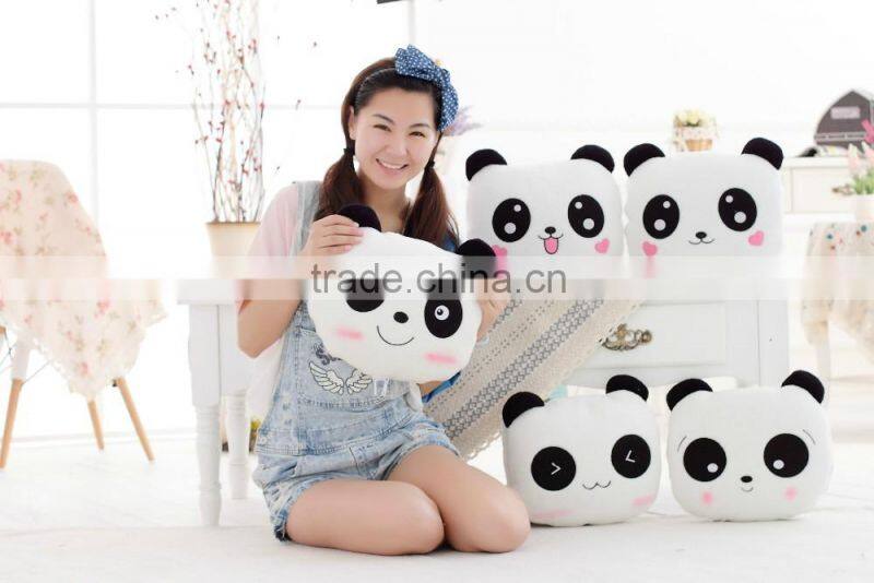 cartoon panda style coral fleece 2 in 1 cushion roll-matt, 100x150cm kid's vehicle-mounted plush folding blanket