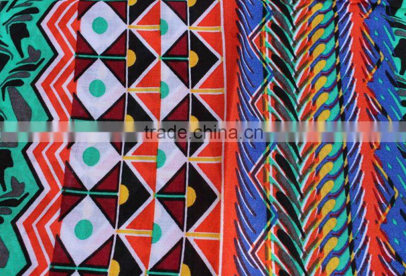 zig zag stripe diamond shape printed polyester cotton rayon blend fabric