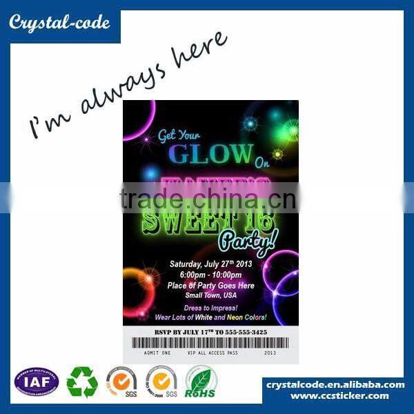 Glow in the dark wall sticker, fluorescent label sticker, Cartoon fashion promotion pvc sticker Packaging Label