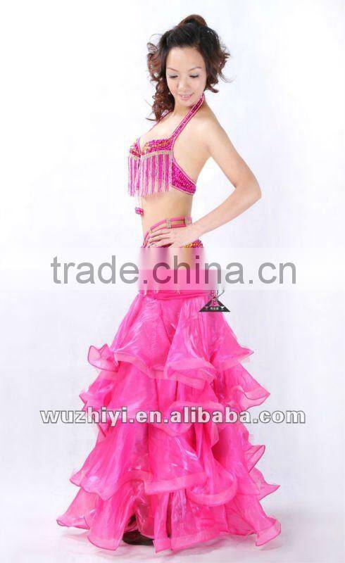 Sexy belly dance layered long skirt in performance/practice wear (QC1357)