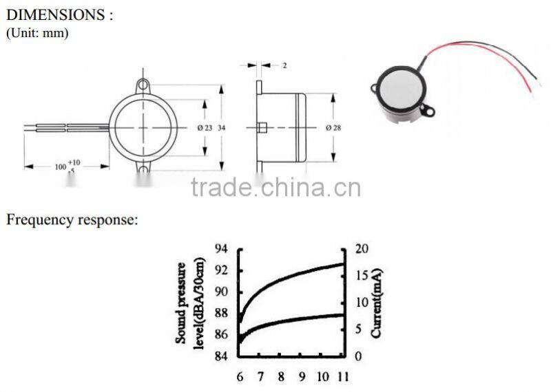 FB-28SW09-PT 9v small SMD magnetic piezoelectric buzzer with cables (FBELE)
