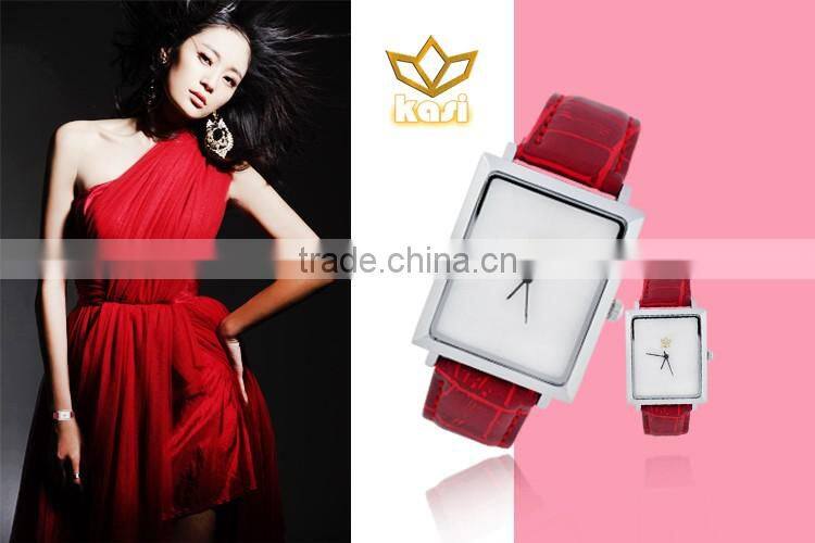 Top selling time display slim stone waterproof black genuine leather quartz couple watch Y017