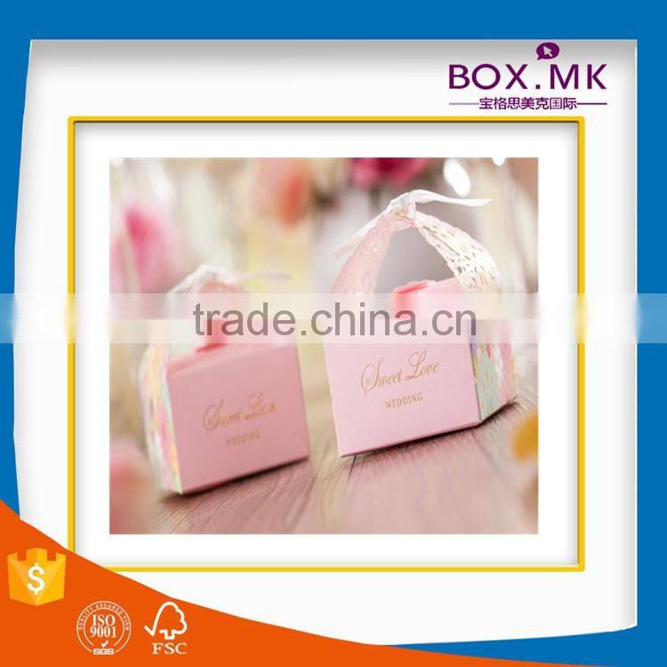 Wholesale High Quality Hot Sale Fashion Design Custom Pink Ribbon Wedding box