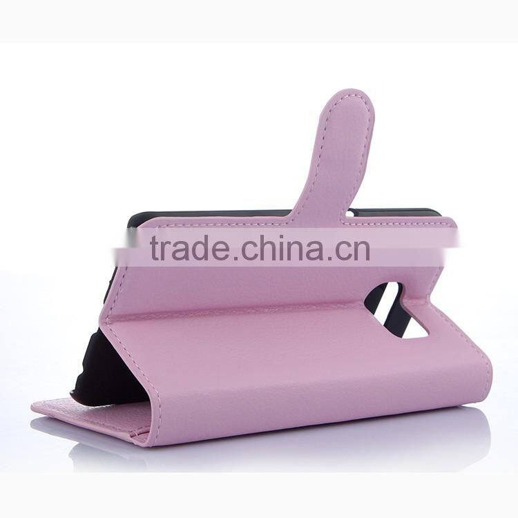 Factory Price Lichee Leather Pouch Wallet Case Folio Stand Cover Case for Samsung GALAXY S6 edge