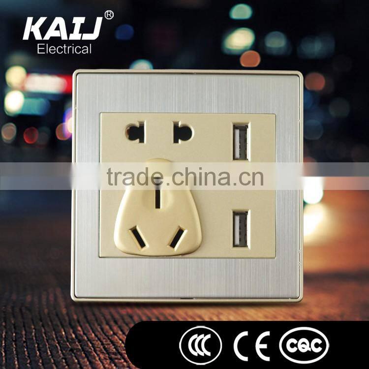 Wall mounted double 2 usb universal switch socket