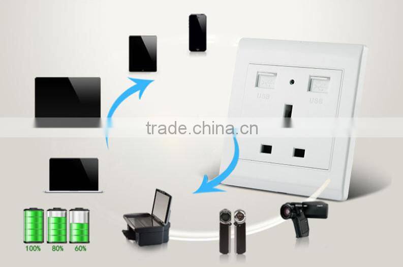 Free Sample UK Standard Double USB Charge Socket USB Outlet Port
