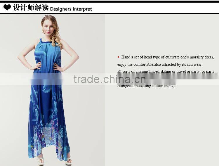 Wish sey sleeveless dress elegant swing printed beach Bohemia code
