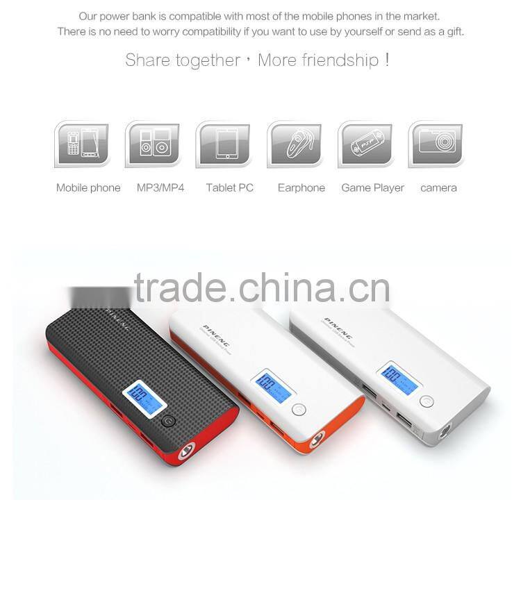 PINENG PN-968 High Quality Dual USB Portable Power Bank With Flashlight