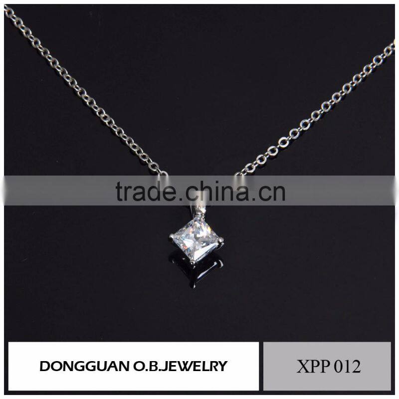 Crystal necklace pendant, fashion LOVE shape pendant jewelry with imitation white gold plated