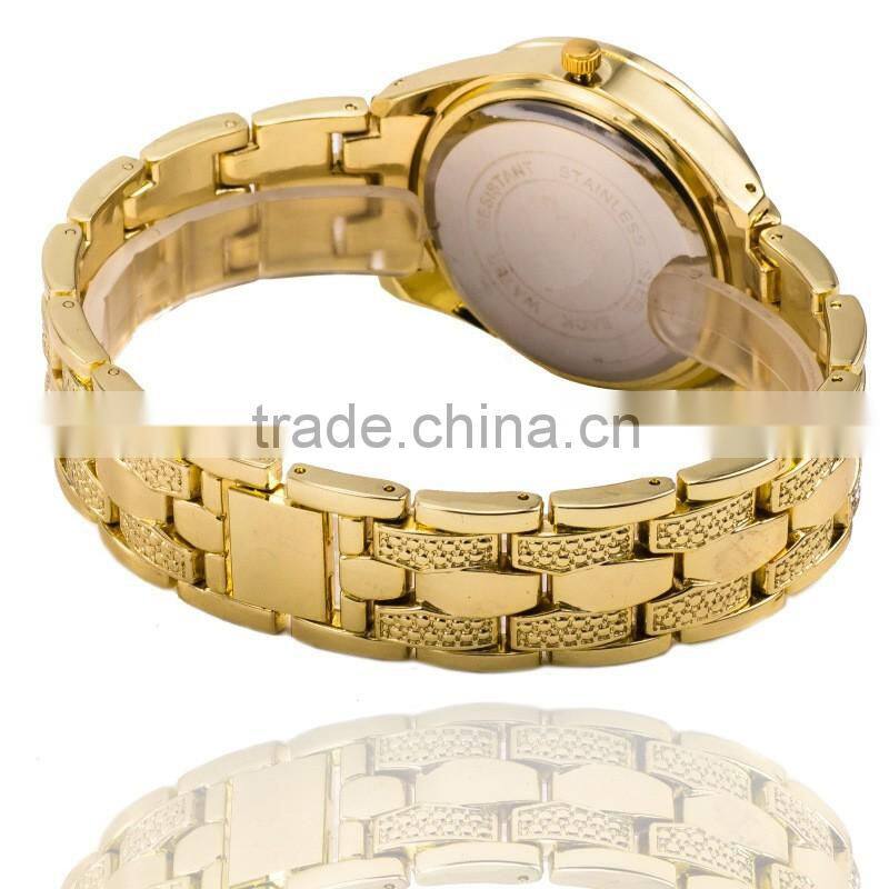 High quality alibaba express well-selling vintage women alloy metal gold plated strap cheapest diamond watch