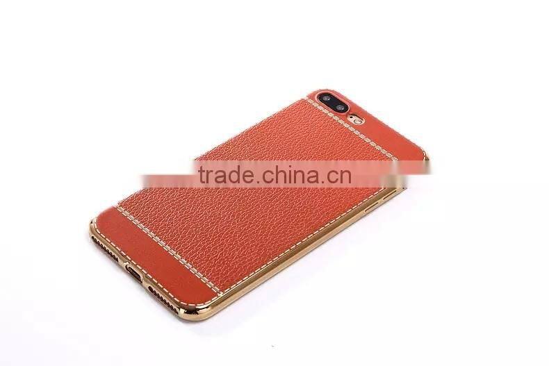 Litchi leather cover for iphone 7 plus, for iphone 7plus electroplate tpu case cover leather case