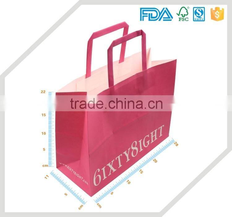 Low price China supplier custom color logo printed pink paper bag