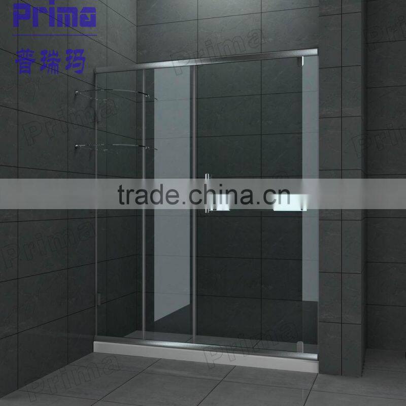 Modern Glass Shower Enclosure Design With Stainless Steel Handle With Glass Sliding Door