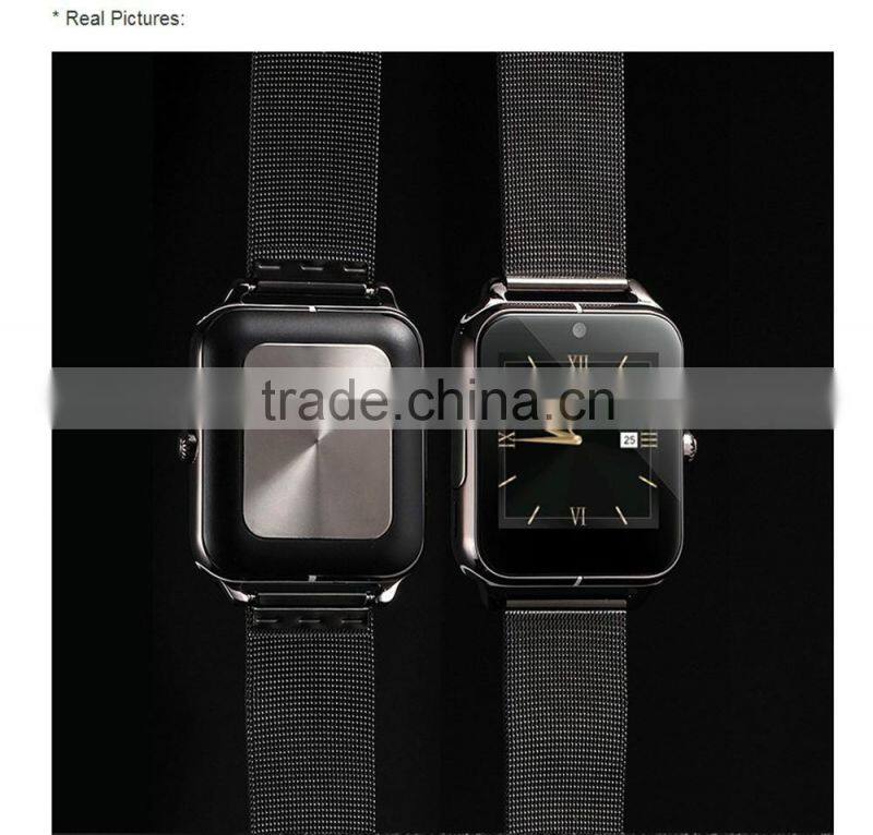 smart watch metal/leather band bluetooth sync to your phone call,message remind , Pedometer,sleep monitor, TF card support