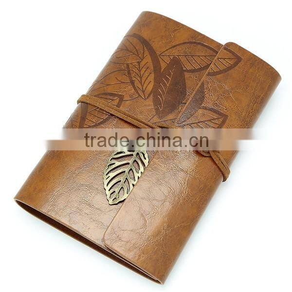 Customized design PU Leather Cover Loose Leaf Blank Notebook Journal Diary Gift
