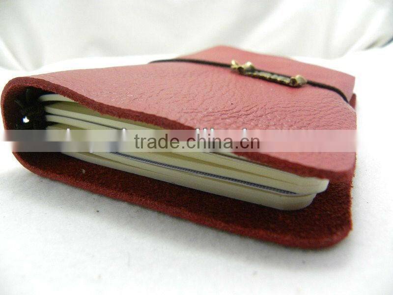 purplish red handmade travel leather refillable soft cover notebook