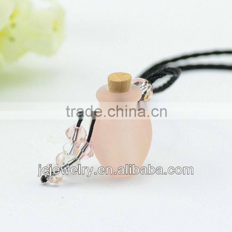 Amber Glass Bottle Vial Stopper Round Charm DIY Jewelry Necklace Focal Beads