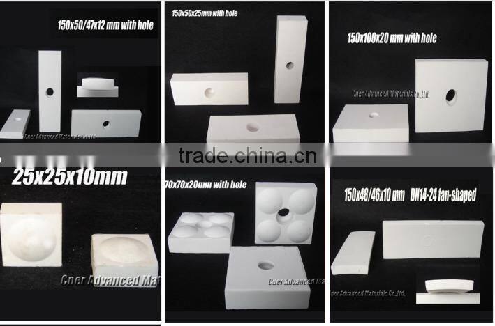 High temperature application of alumina ceramic liner, weldable ceramic tile