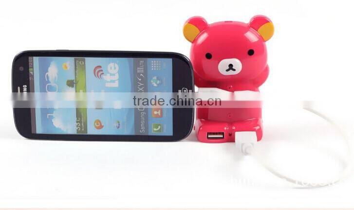 Hot selling best quality new design with CE,FCC,ROHS teddy bear power bank 1200/1900/2200/2600mah