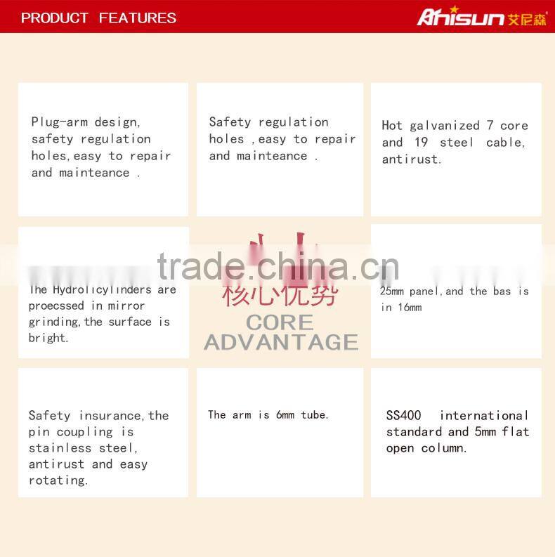 2 column used car lift for sale with manual lock 4000kg