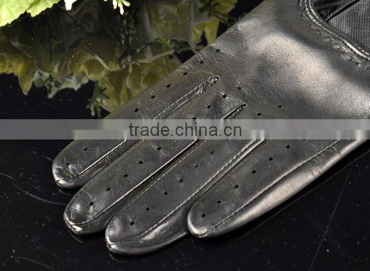Breathable summer short ladies sheepskin leather driver glove