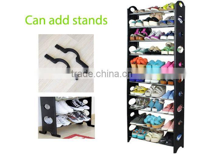 10 pairs holding capacity 2 Tier sturdy cheap price shoe rack with black color( FH-SR0062L)