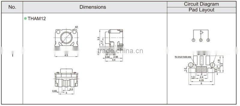 FTHAM12 micro H=3.4mm led touch dimmer switch
