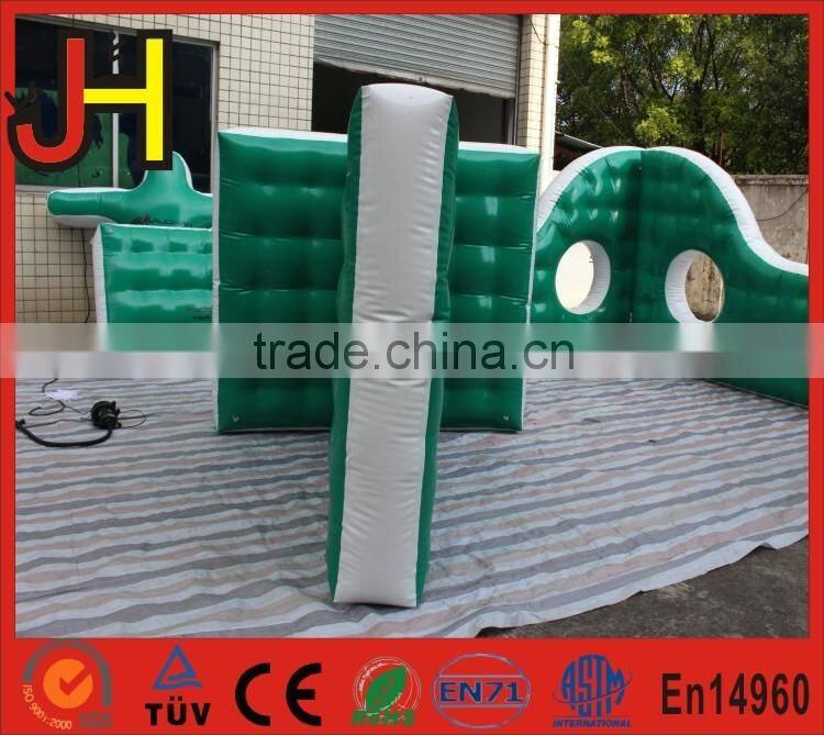 Cheap Green&White T-Shape Wall Inflatable Paintball Bunkers For Sale