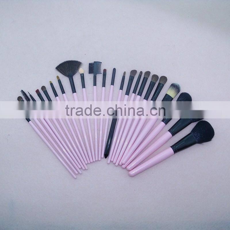 Hot sale 23pcs per set log wood handle animal fiber hair cosmetic makeup brush set with PU makeup brush bag